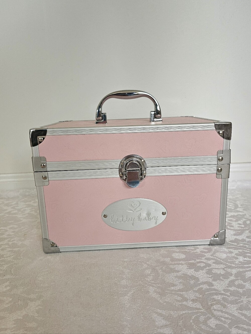 Retired American Girl bitty baby Pink Train Case/Storage Chest